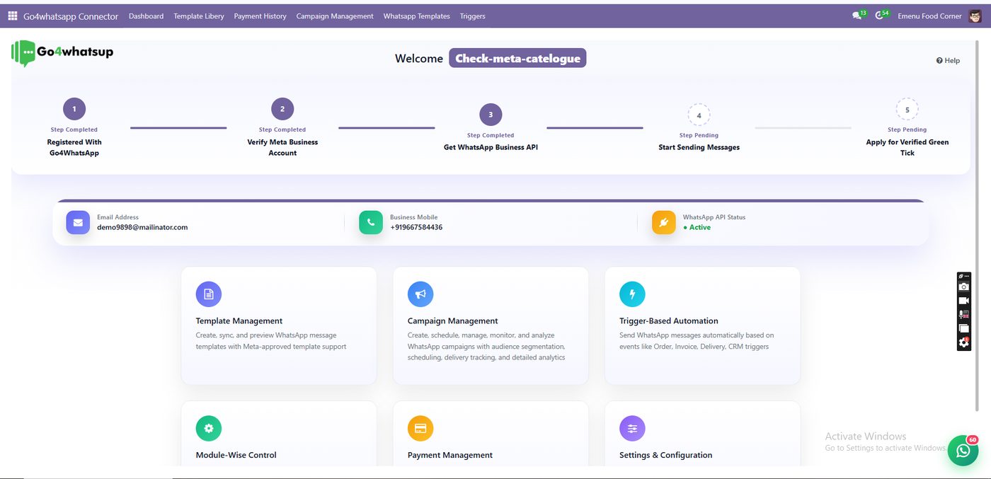 Go4whatsup for Odoo — Your Odoo WhatsApp dashboard