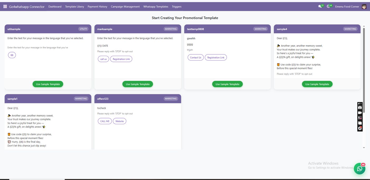 Go4whatsup for Odoo — Template library