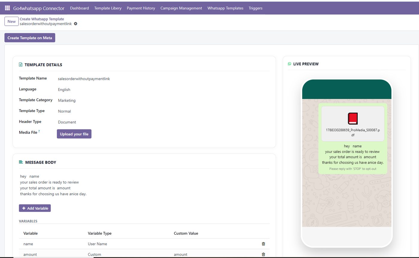 Go4whatsup for Odoo — Template editor