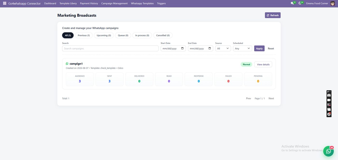 Go4whatsup for Odoo — Campaigns