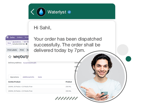 Real-time WhatsApp notification for dispatched delivery